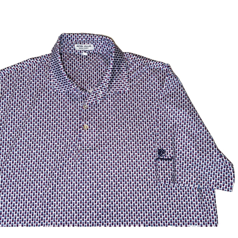 Peter Millar Summer Comfort Golf Polo Mens L Skull Shirt Prestonwood Preppy